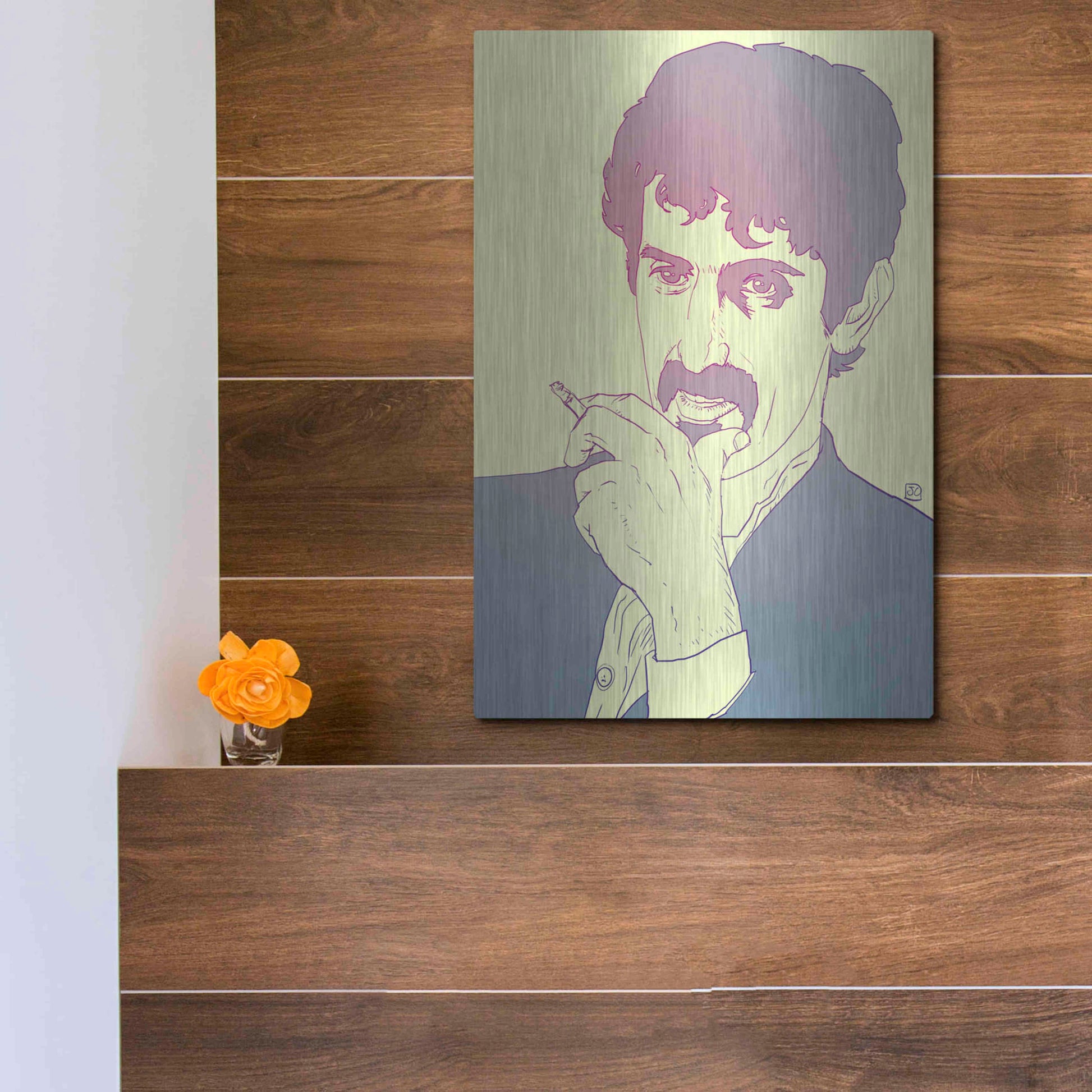 Luxe Metal Art 'Frank Zappa' by Giuseppe Cristiano, Metal Wall Art,12x16