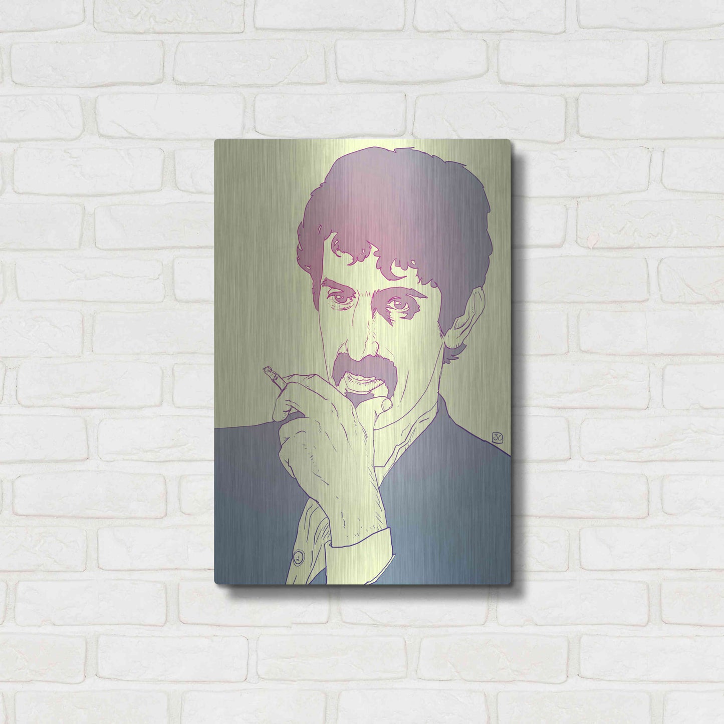 Luxe Metal Art 'Frank Zappa' by Giuseppe Cristiano, Metal Wall Art,16x24