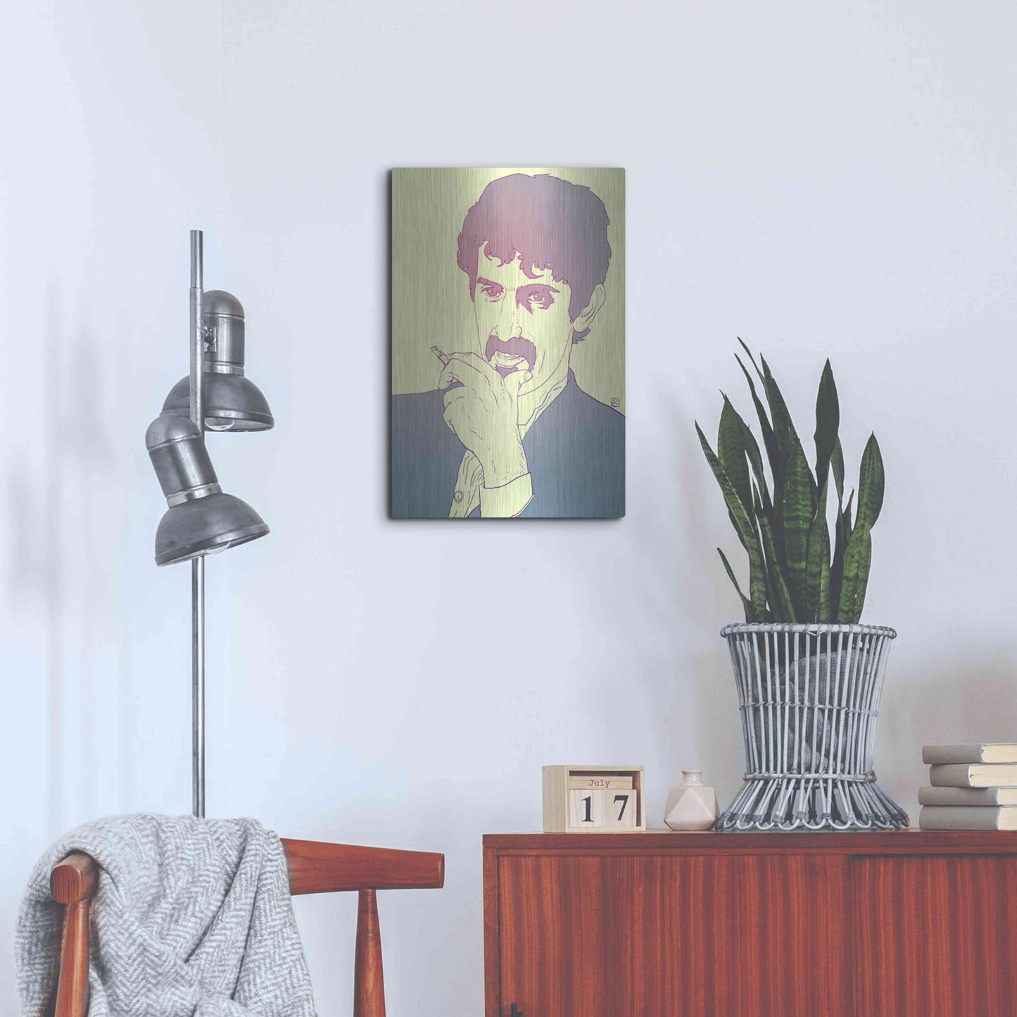 Luxe Metal Art 'Frank Zappa' by Giuseppe Cristiano, Metal Wall Art,16x24