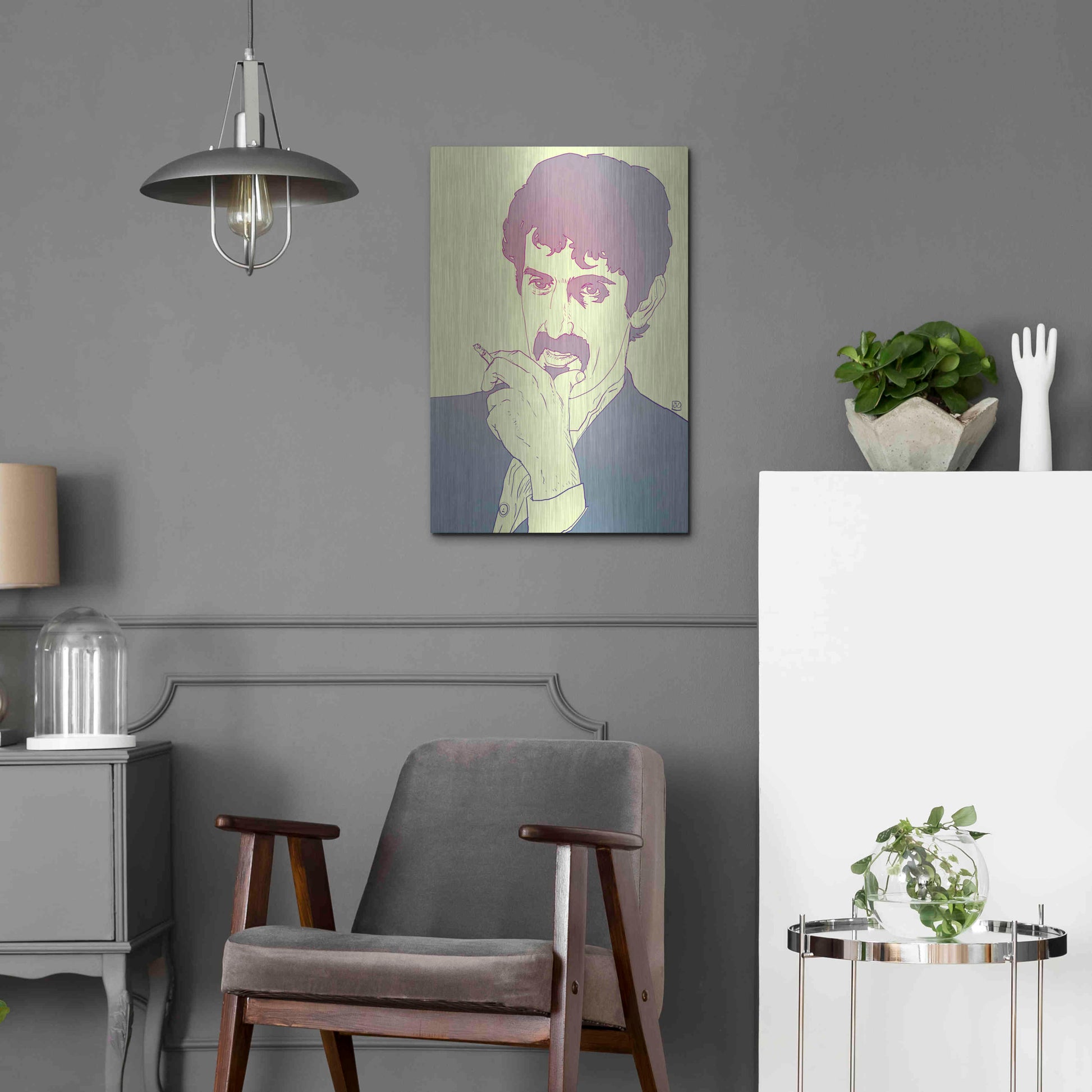 Luxe Metal Art 'Frank Zappa' by Giuseppe Cristiano, Metal Wall Art,16x24