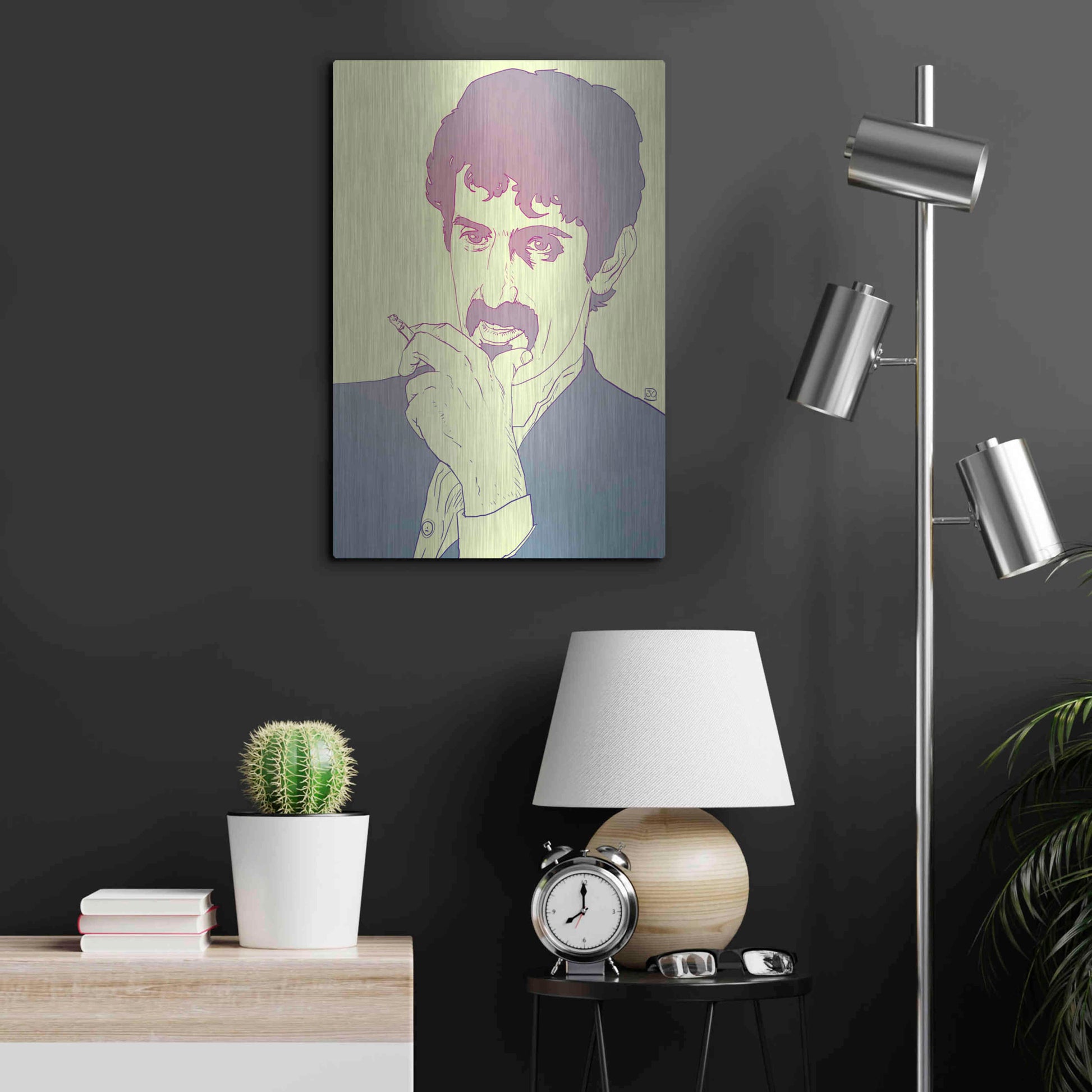 Luxe Metal Art 'Frank Zappa' by Giuseppe Cristiano, Metal Wall Art,16x24