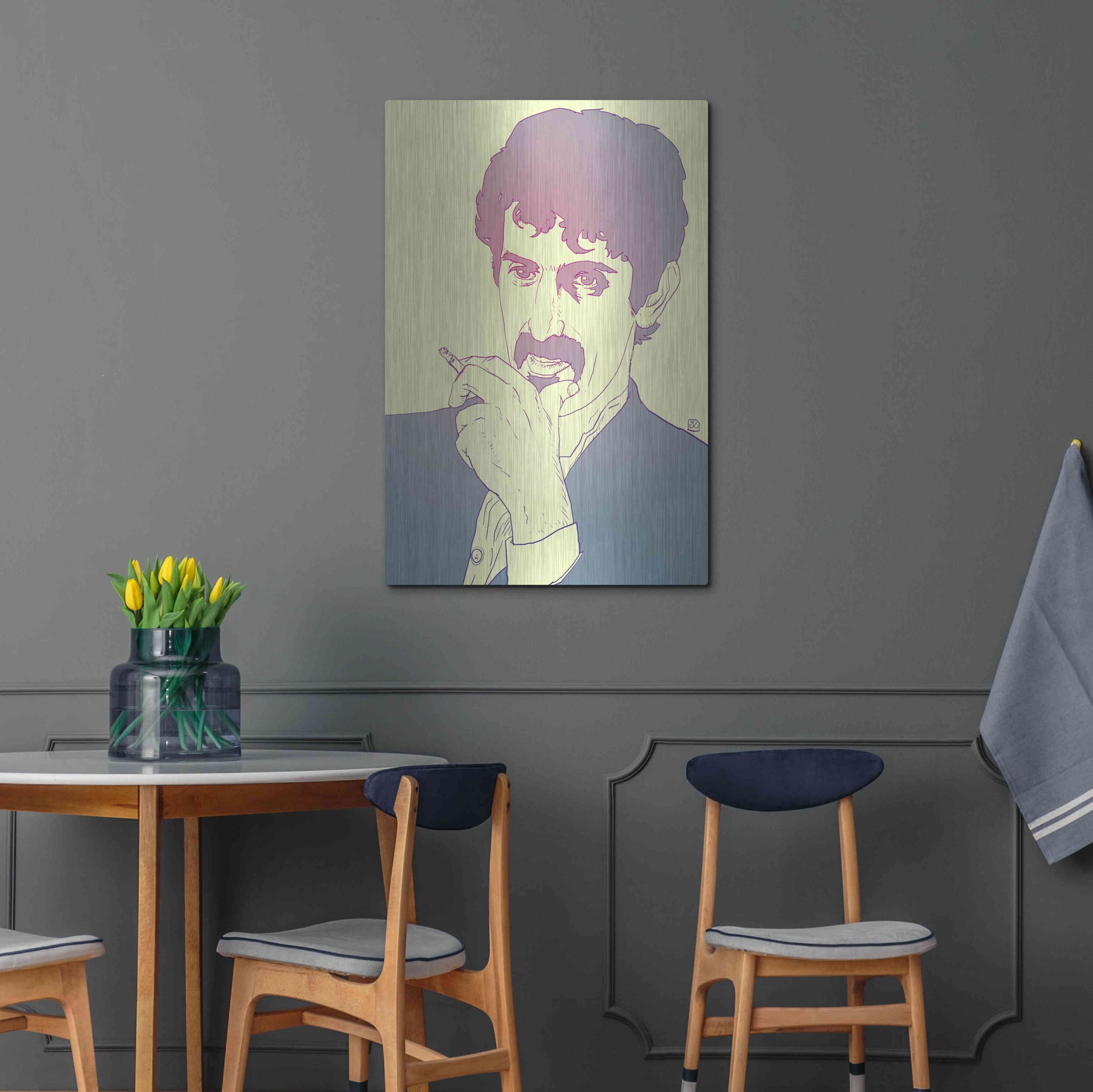 Luxe Metal Art 'Frank Zappa' by Giuseppe Cristiano, Metal Wall Art,24x36