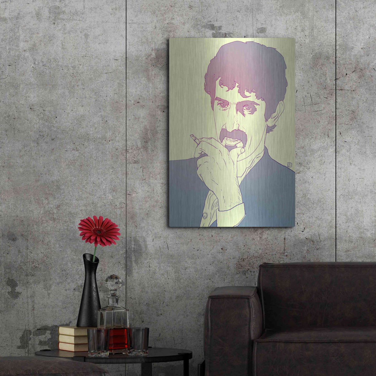 Luxe Metal Art 'Frank Zappa' by Giuseppe Cristiano, Metal Wall Art,24x36