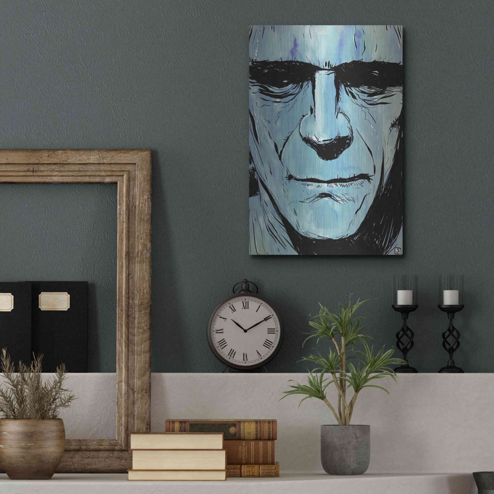 Luxe Metal Art 'Frankenstein' by Giuseppe Cristiano, Metal Wall Art,12x16