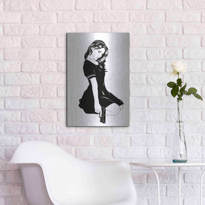 Luxe Metal Art 'Girl With Gun II' by Giuseppe Cristiano, Metal Wall Art,16x24