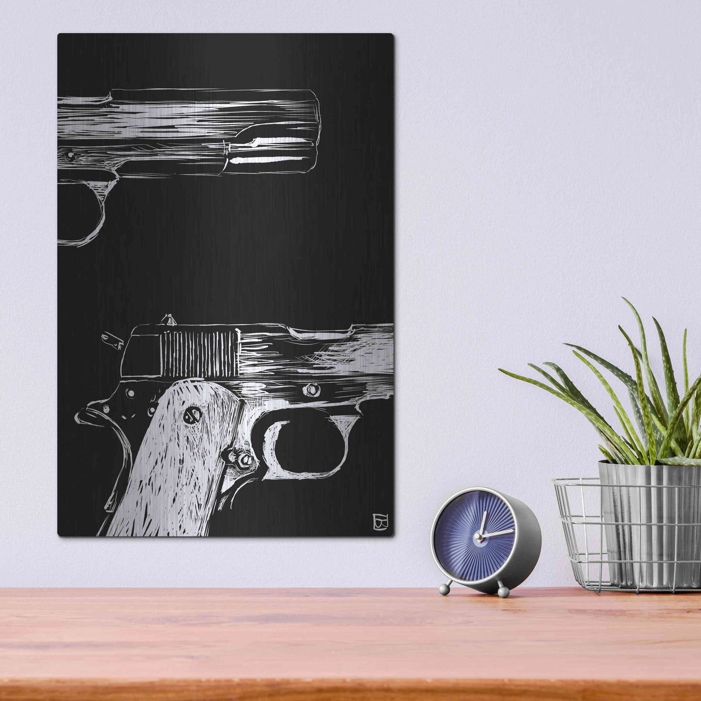 Luxe Metal Art 'Guns' by Giuseppe Cristiano, Metal Wall Art,12x16