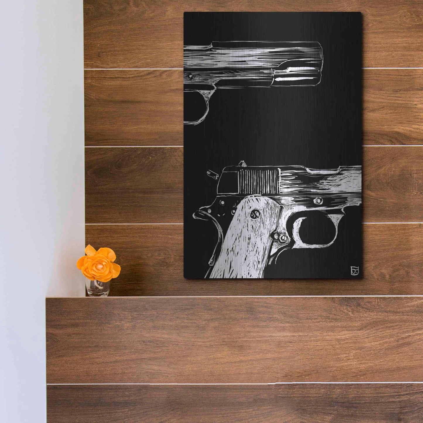 Luxe Metal Art 'Guns' by Giuseppe Cristiano, Metal Wall Art,12x16