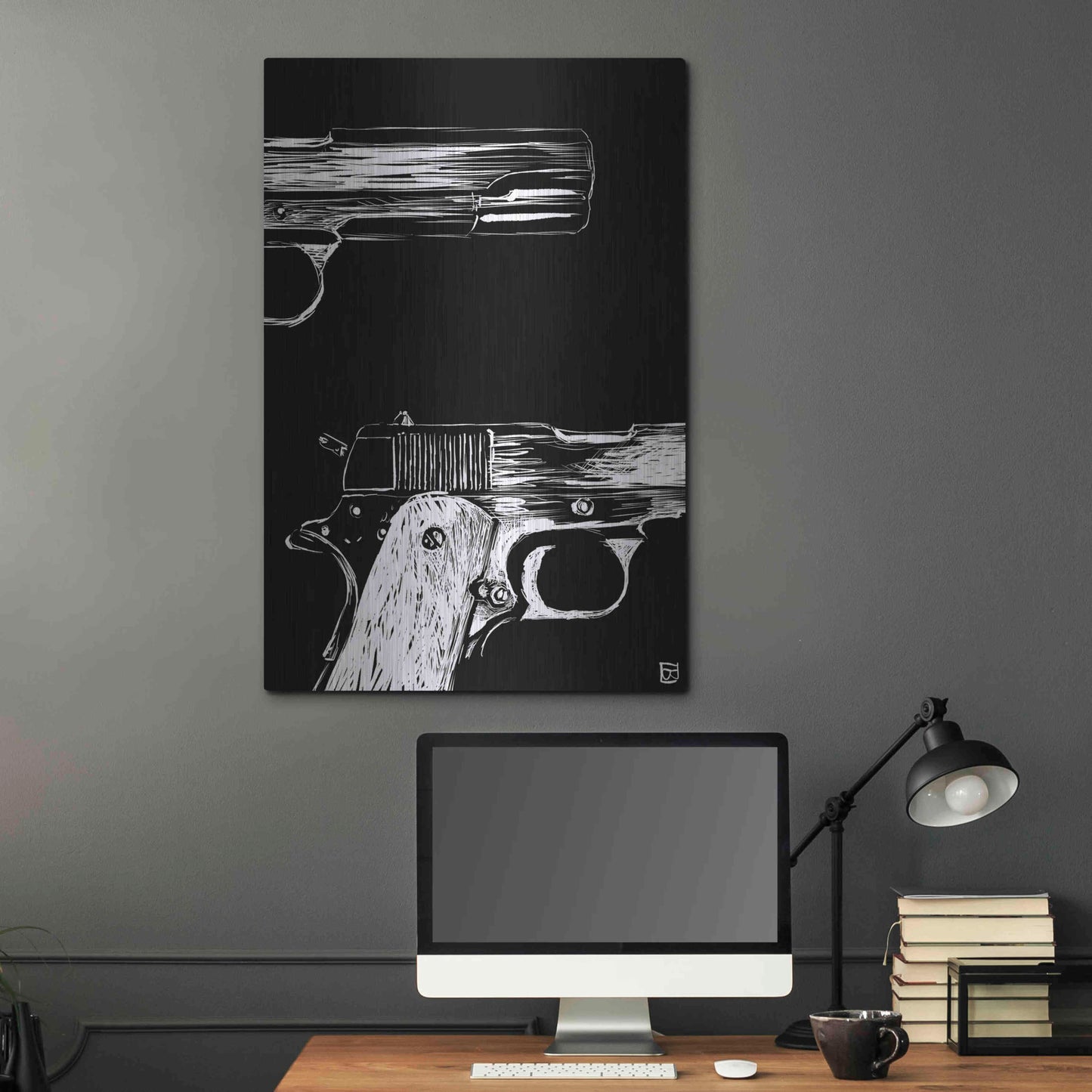 Luxe Metal Art 'Guns' by Giuseppe Cristiano, Metal Wall Art,24x36