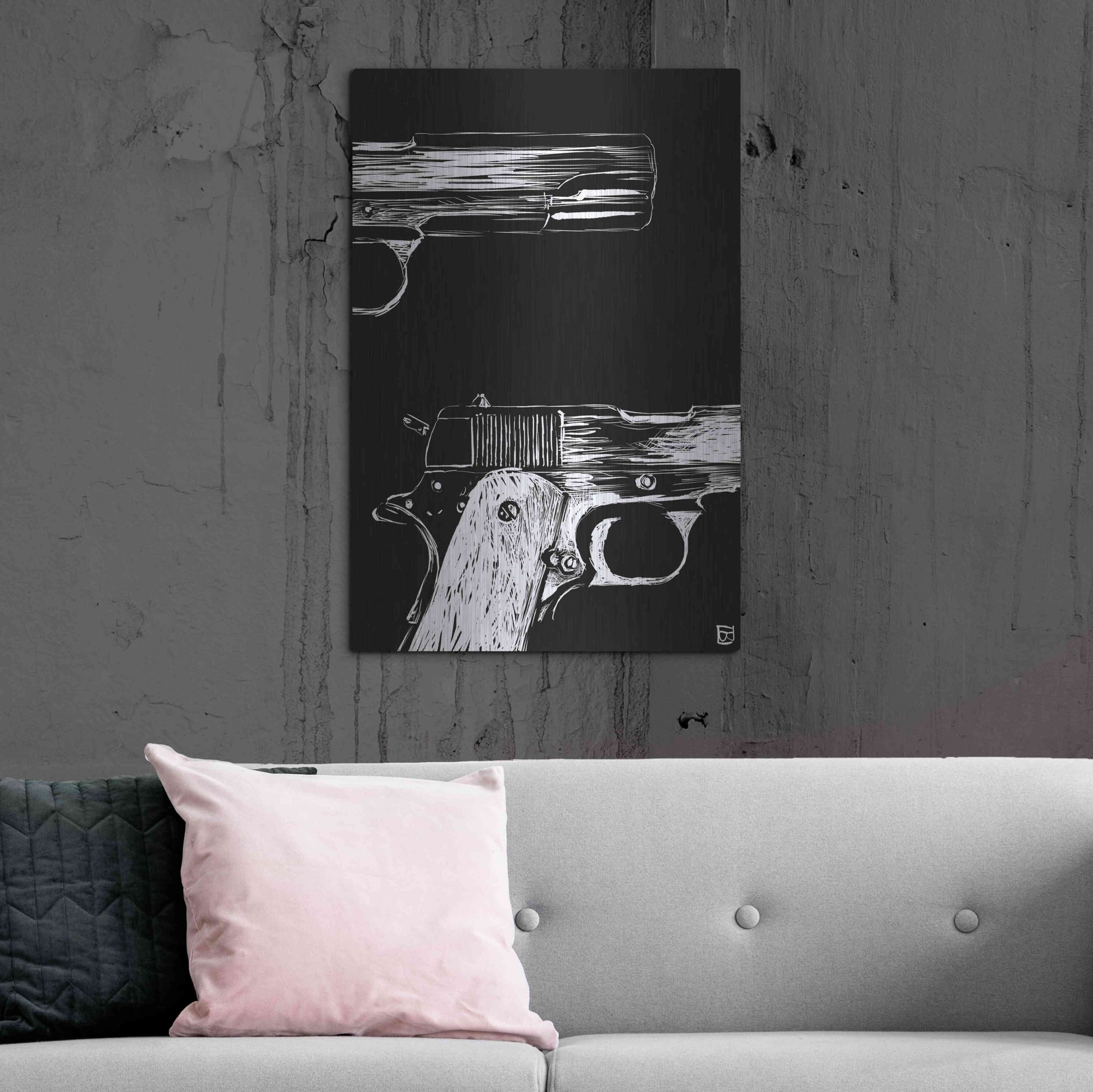 Luxe Metal Art 'Guns' by Giuseppe Cristiano, Metal Wall Art,24x36