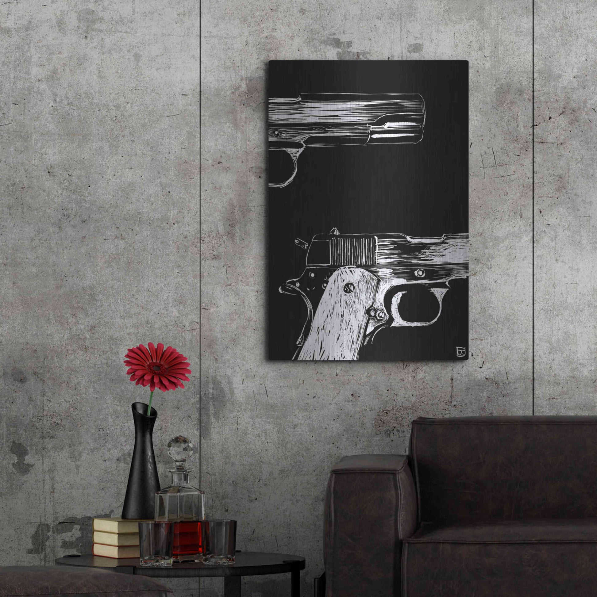 Luxe Metal Art 'Guns' by Giuseppe Cristiano, Metal Wall Art,24x36