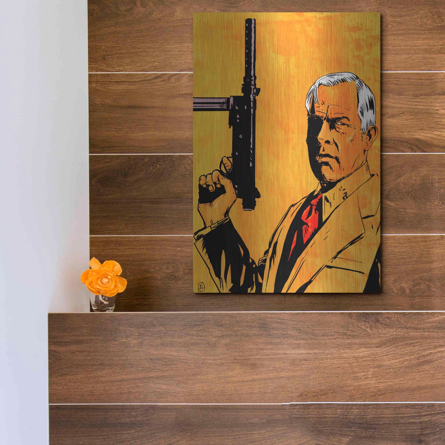 Luxe Metal Art 'Lee Marvin' by Giuseppe Cristiano, Metal Wall Art,12x16