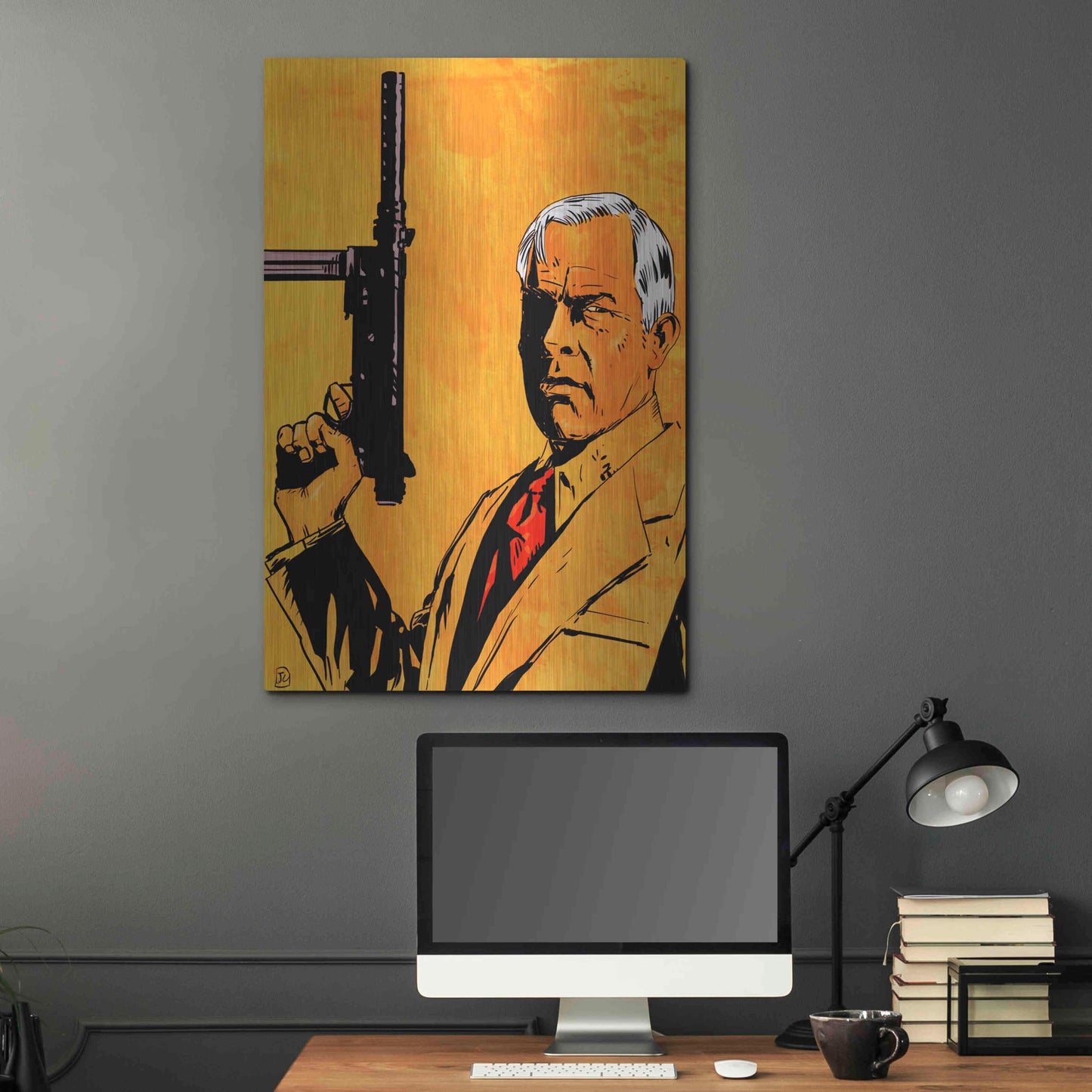 Luxe Metal Art 'Lee Marvin' by Giuseppe Cristiano, Metal Wall Art,24x36