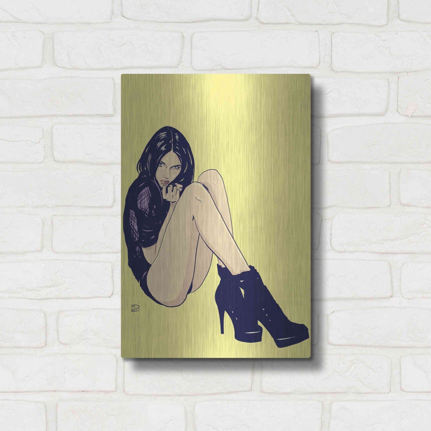 Luxe Metal Art 'Legs and Shoes' by Giuseppe Cristiano, Metal Wall Art,12x16