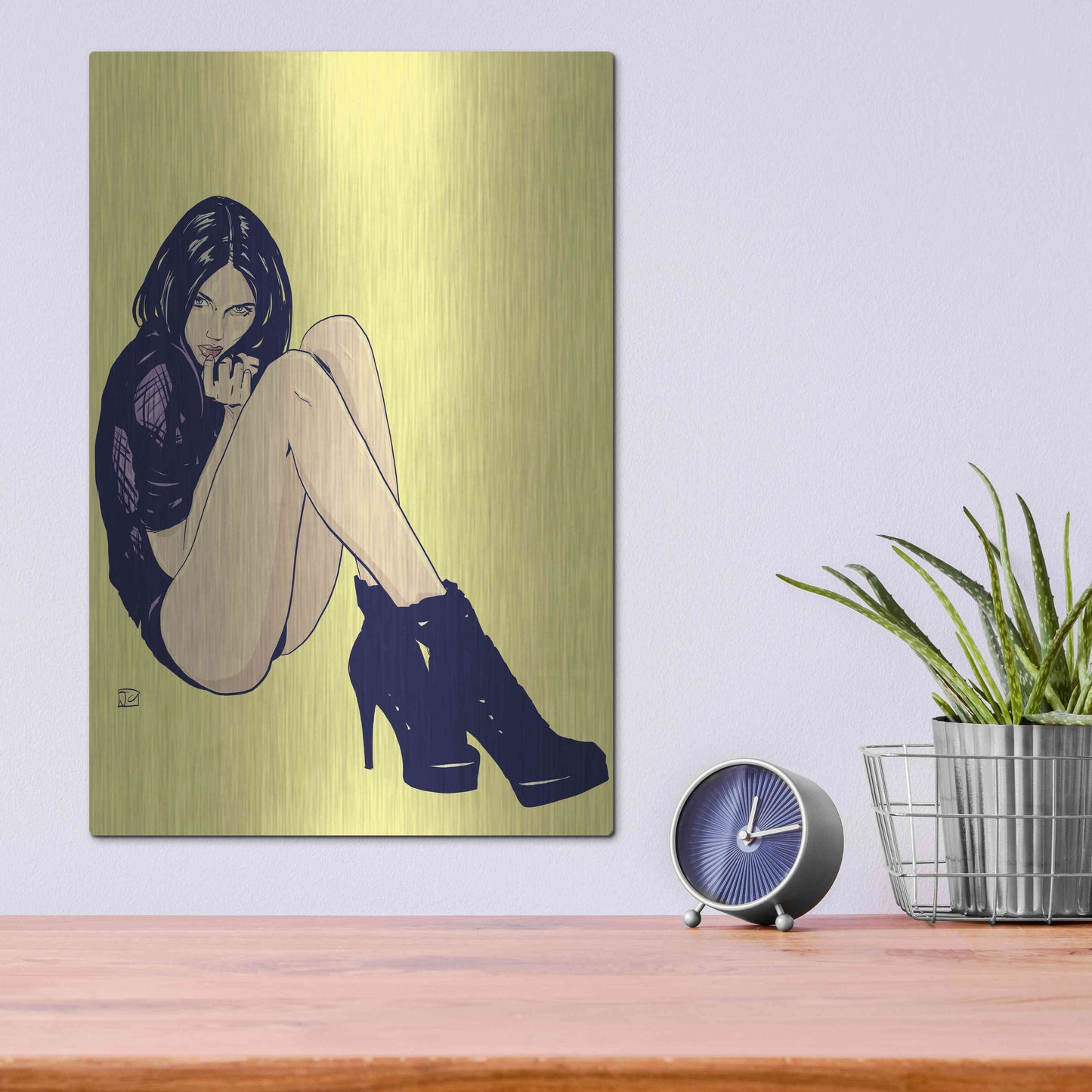 Luxe Metal Art 'Legs and Shoes' by Giuseppe Cristiano, Metal Wall Art,12x16