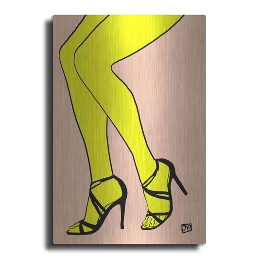 Luxe Metal Art 'Legs in Yellow' by Giuseppe Cristiano, Metal Wall Art