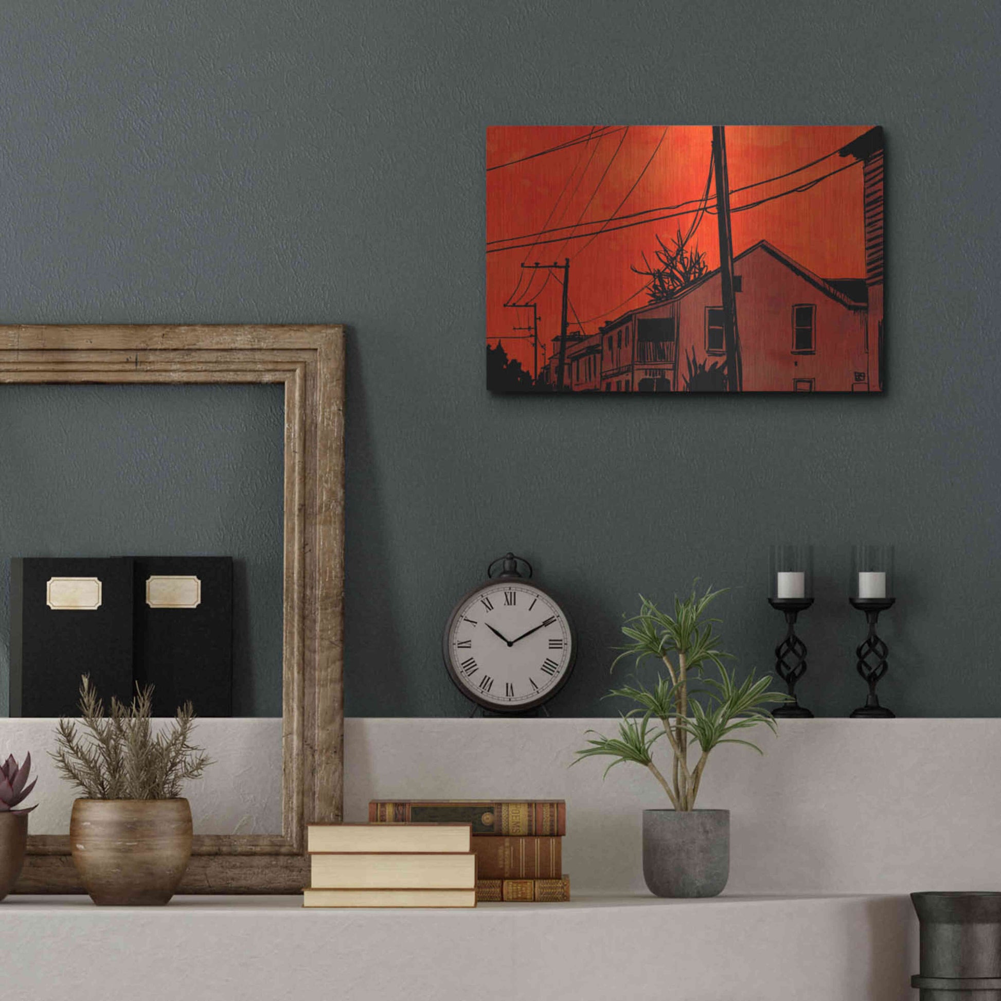 Luxe Metal Art 'Red Sky 01' by Giuseppe Cristiano, Metal Wall Art,16x12