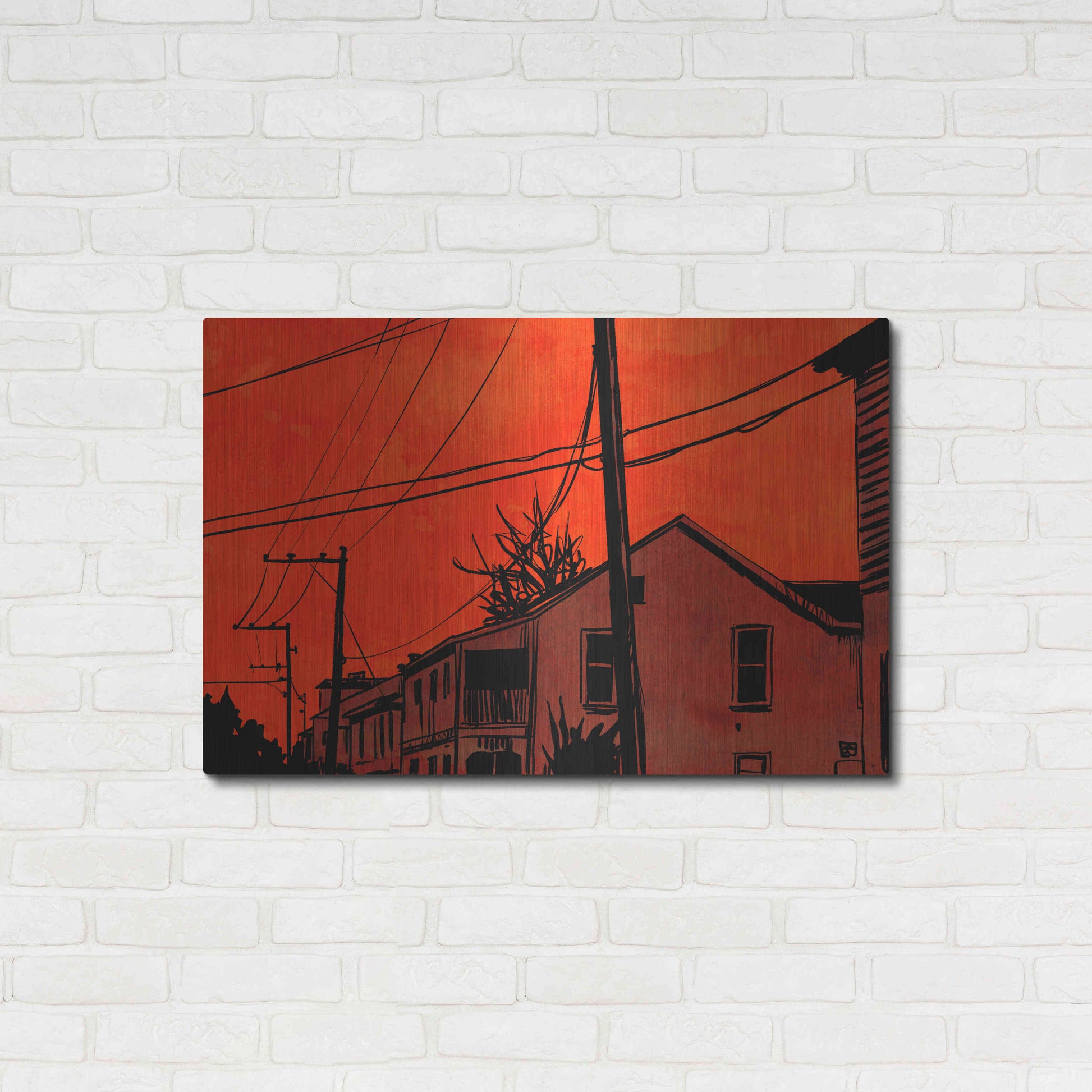 Luxe Metal Art 'Red Sky 01' by Giuseppe Cristiano, Metal Wall Art,36x24