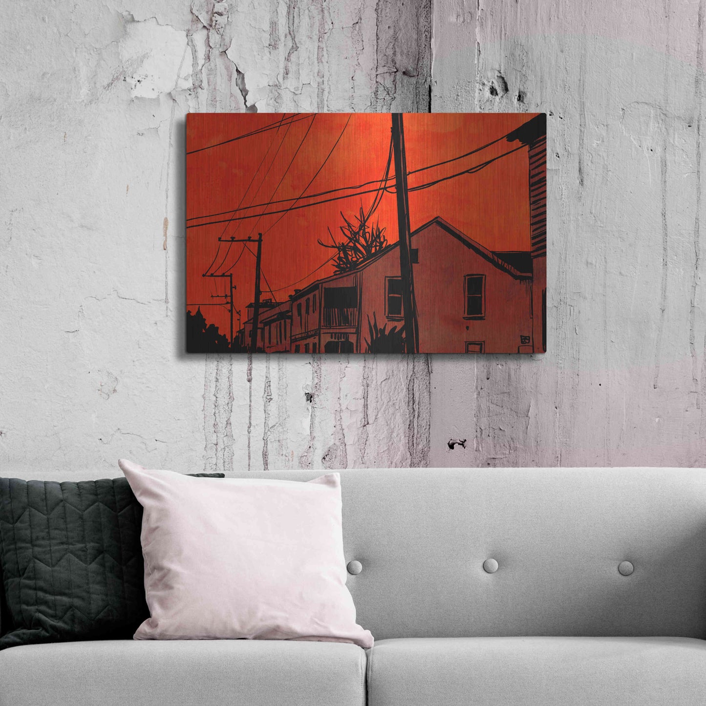 Luxe Metal Art 'Red Sky 01' by Giuseppe Cristiano, Metal Wall Art,36x24