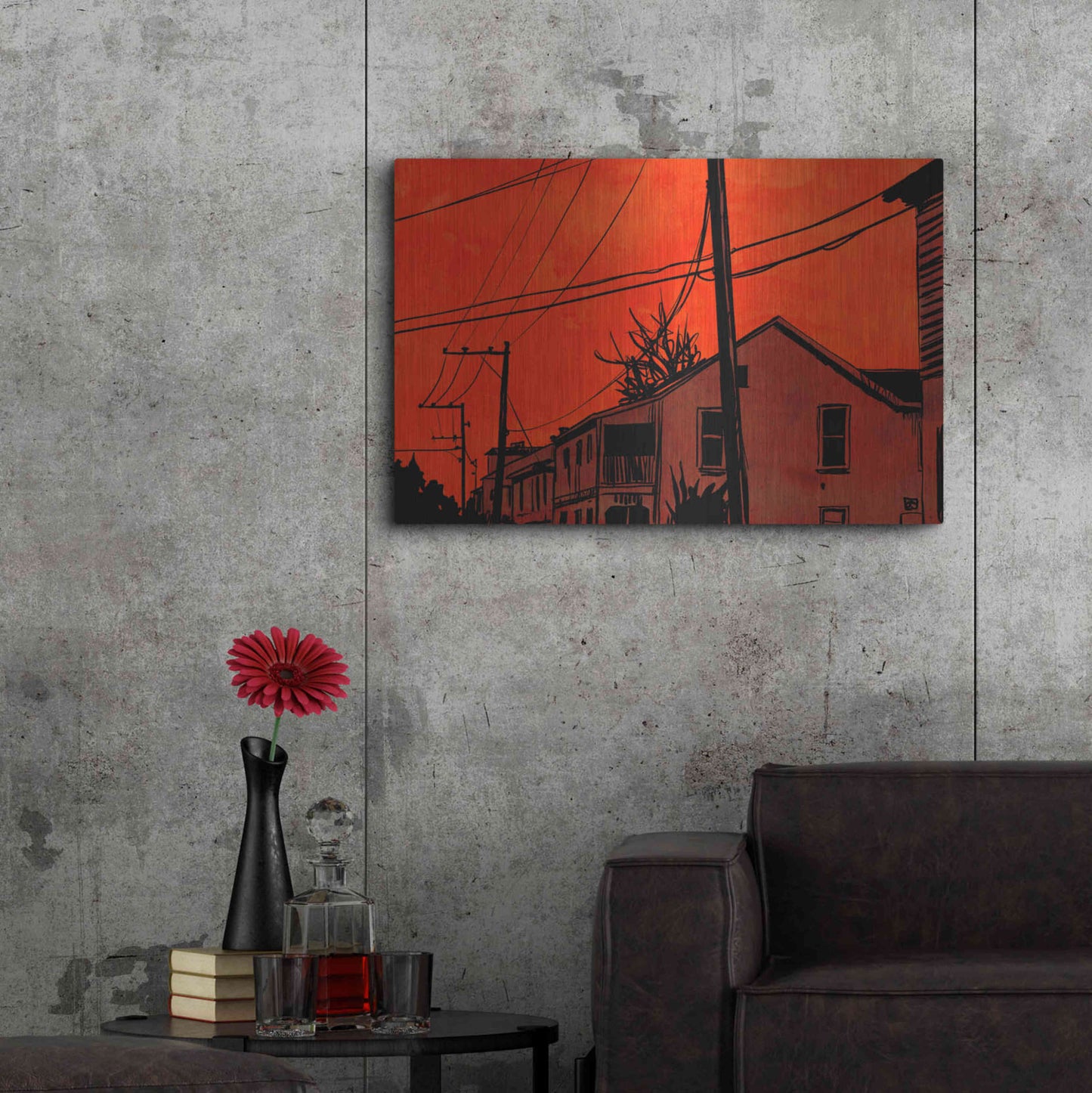 Luxe Metal Art 'Red Sky 01' by Giuseppe Cristiano, Metal Wall Art,36x24