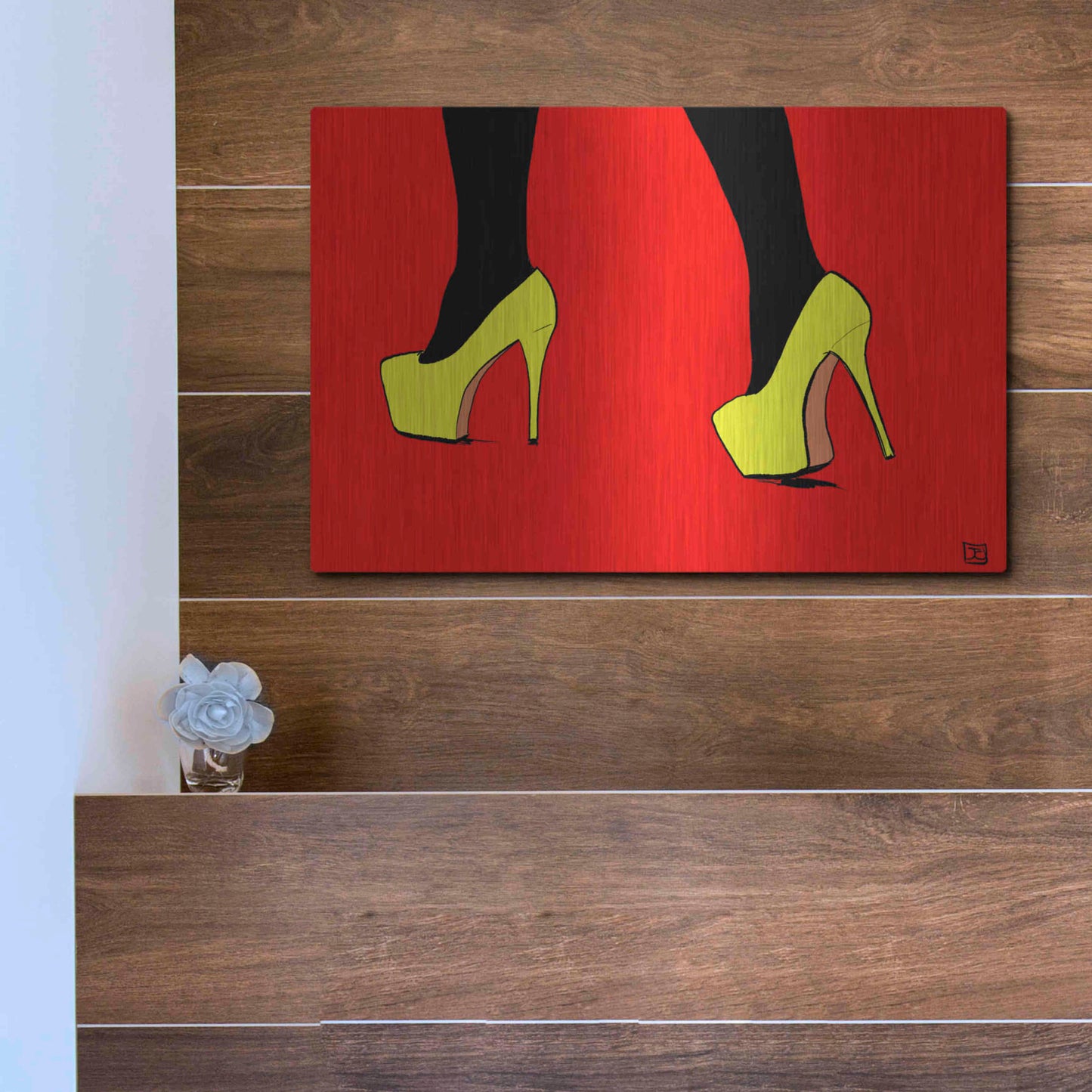 Luxe Metal Art 'Shoes VIII' by Giuseppe Cristiano, Metal Wall Art,16x12