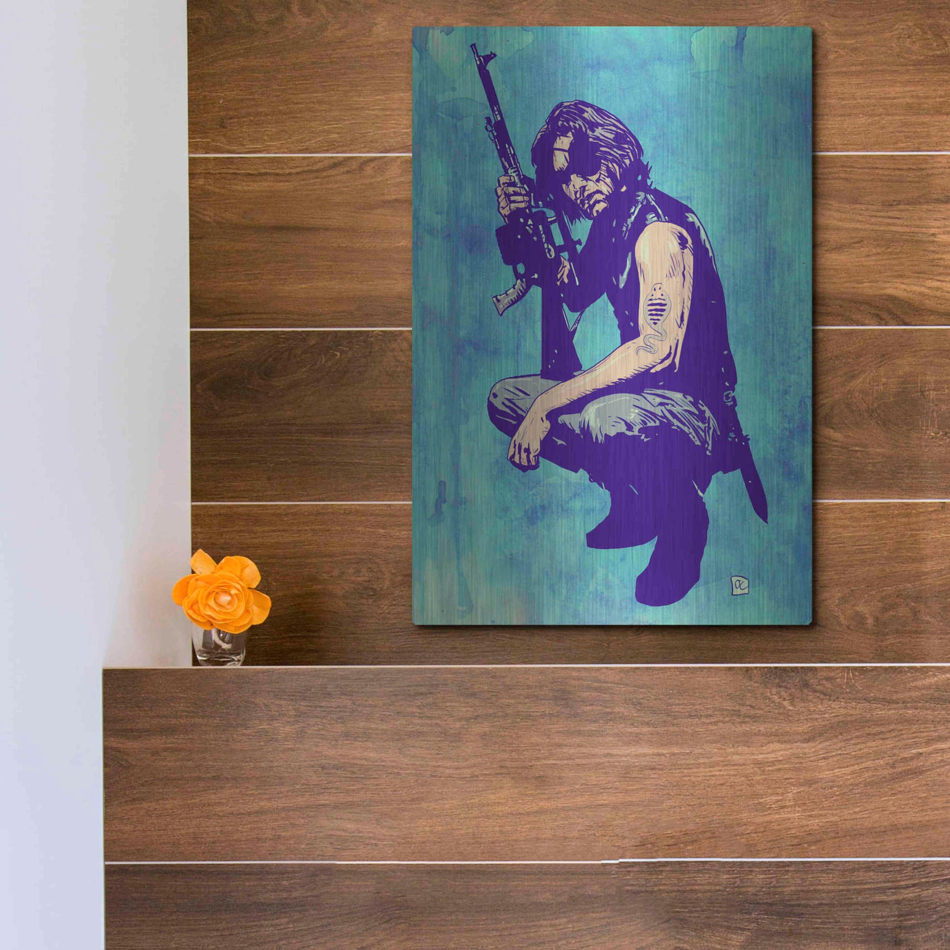 Luxe Metal Art 'Snake Plissken' by Giuseppe Cristiano, Metal Wall Art,12x16