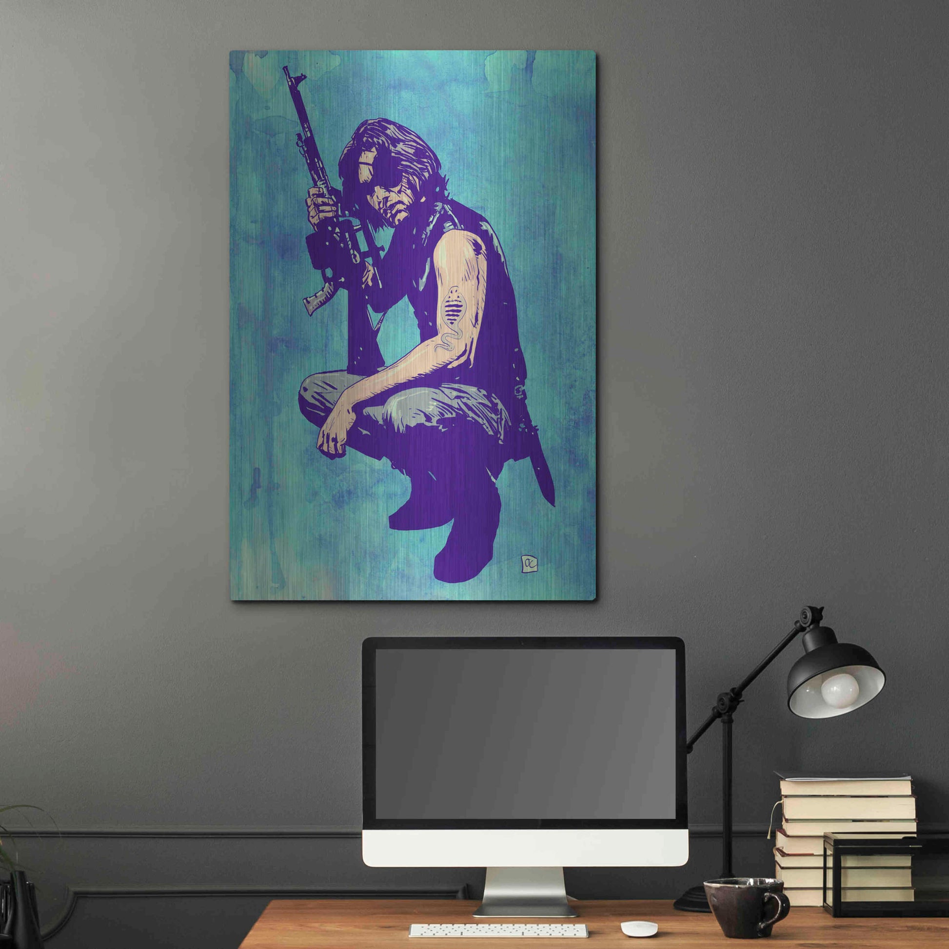 Luxe Metal Art 'Snake Plissken' by Giuseppe Cristiano, Metal Wall Art,24x36