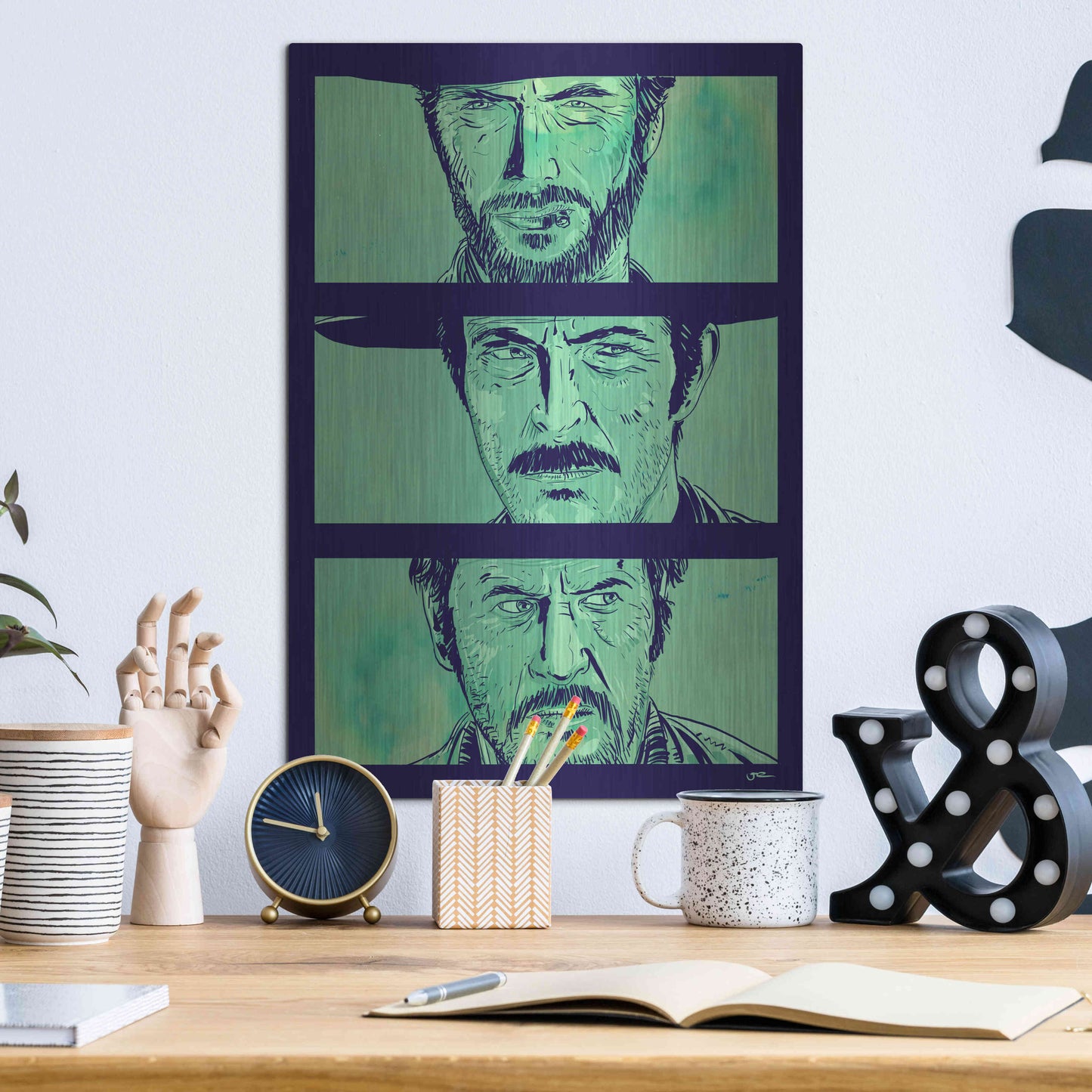 Luxe Metal Art 'The Good the Bad and the Ugly' by Giuseppe Cristiano, Metal Wall Art,12x16