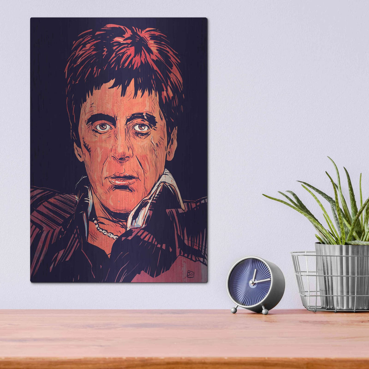 'Tony Montana' by Giuseppe Cristiano – Metal Wall Art, 12x16 room view