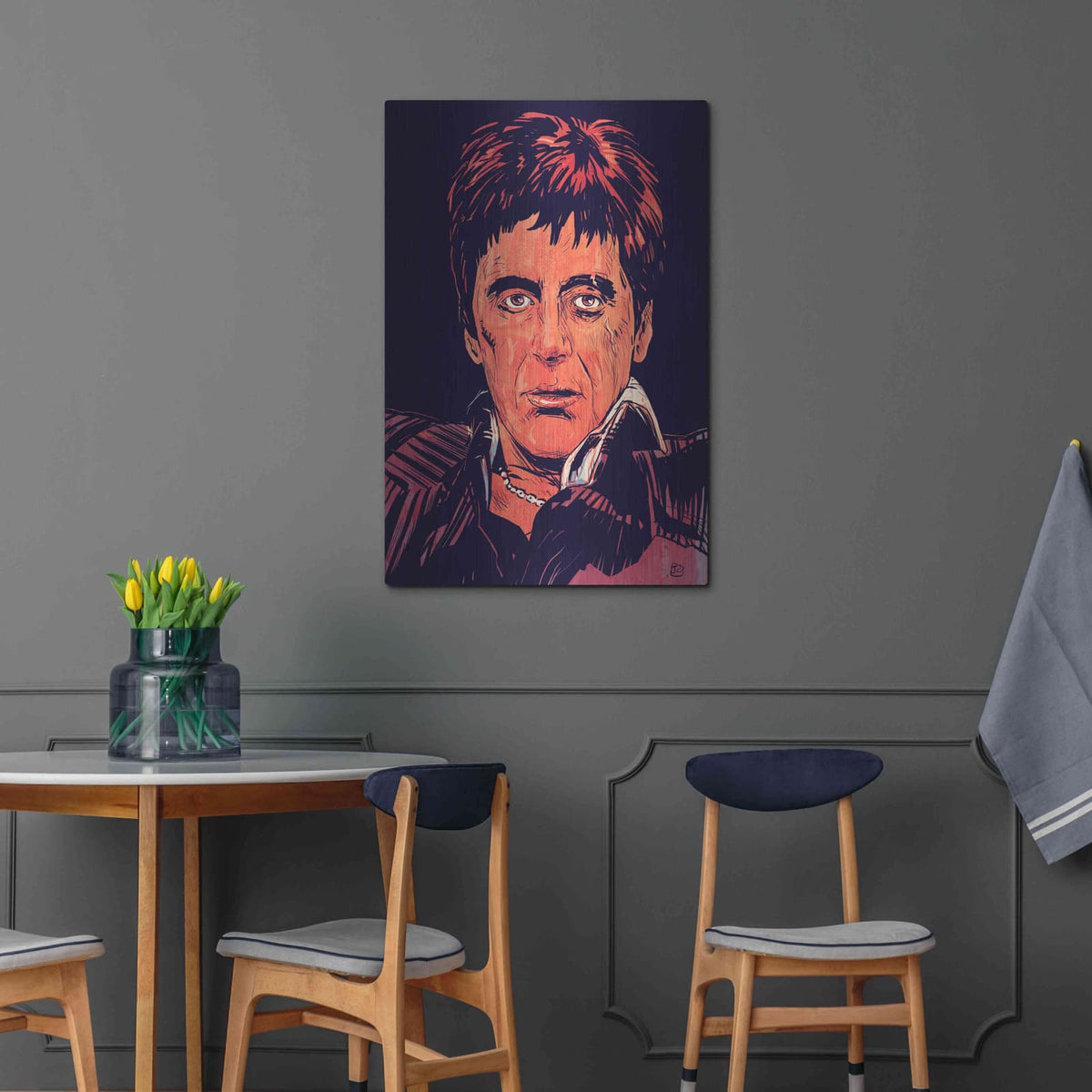 'Tony Montana' by Giuseppe Cristiano – Metal Wall Art, 24x36 room view