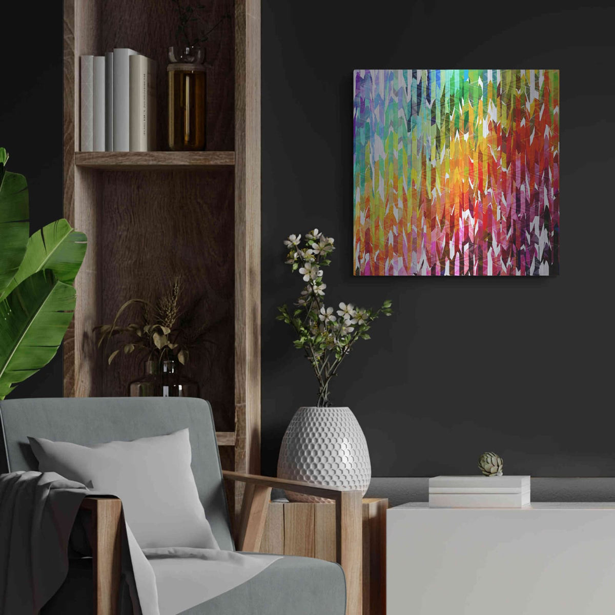 'Designer Stripes' by Shandra Smith – Metal Wall Art, 24x24 room view