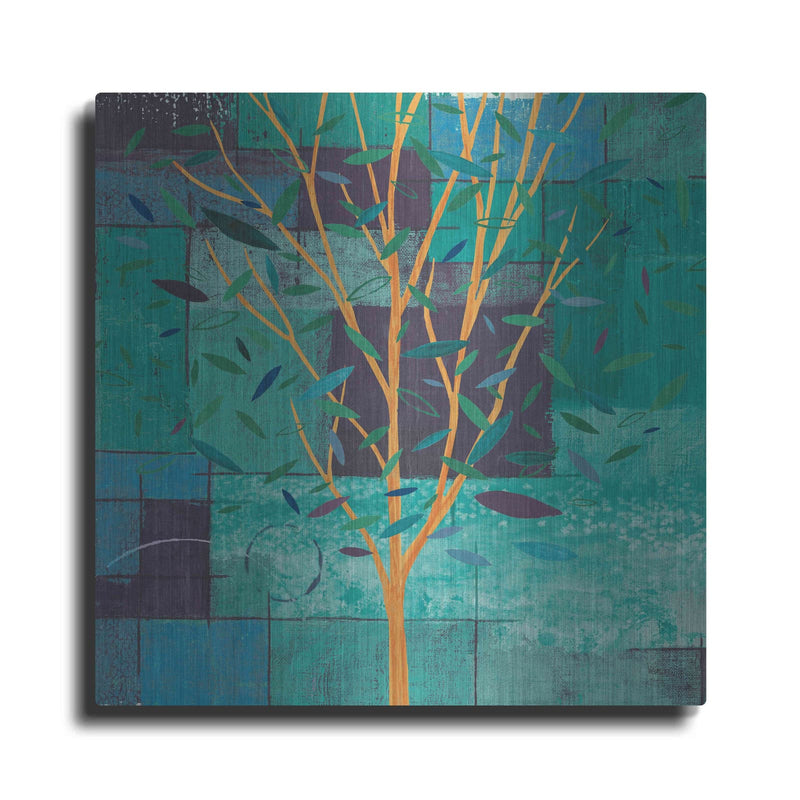 'Watercolor Forest V Peacock' by Veronique Charron – Metal Wall Art