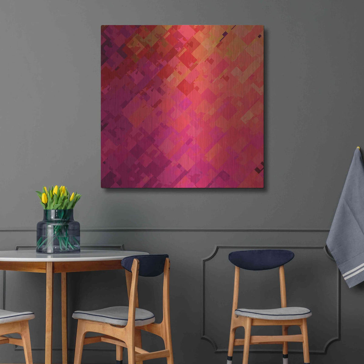 'Purple & Orange' by Shandra Smith – Metal Wall Art, 36x36 room view