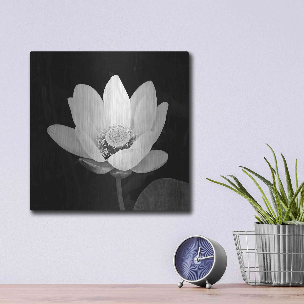 'Lotus Flower I' by Debra Van Swearingen – Metal Wall Art, 12x12 room view