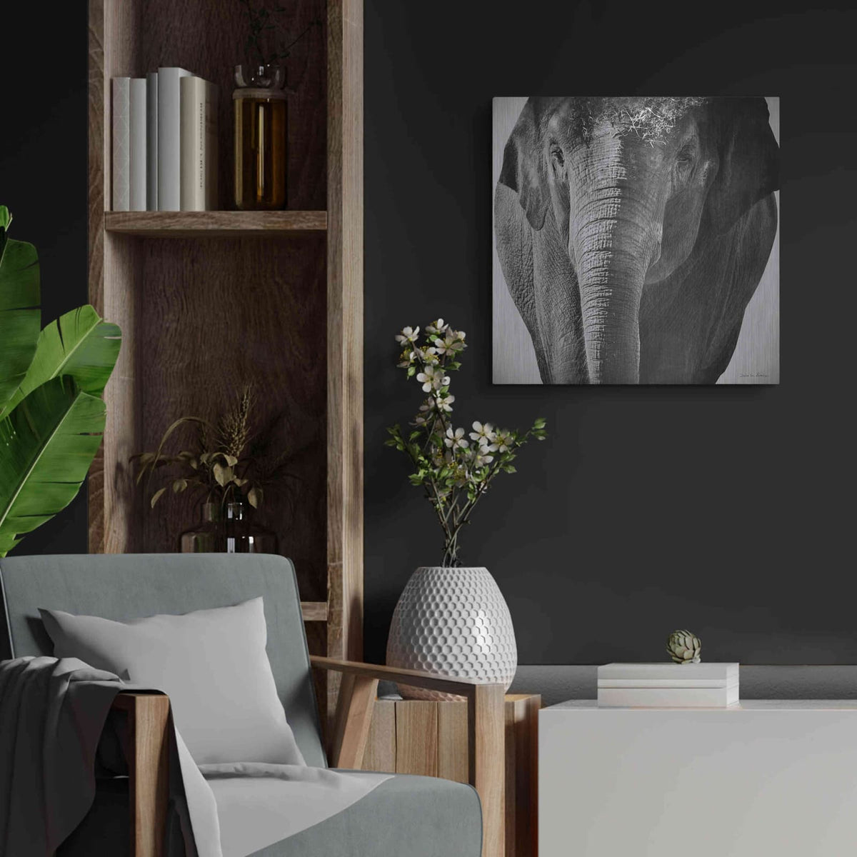 'Elephant I' by Debra Van Swearingen – Metal Wall Art, 24x24 room view
