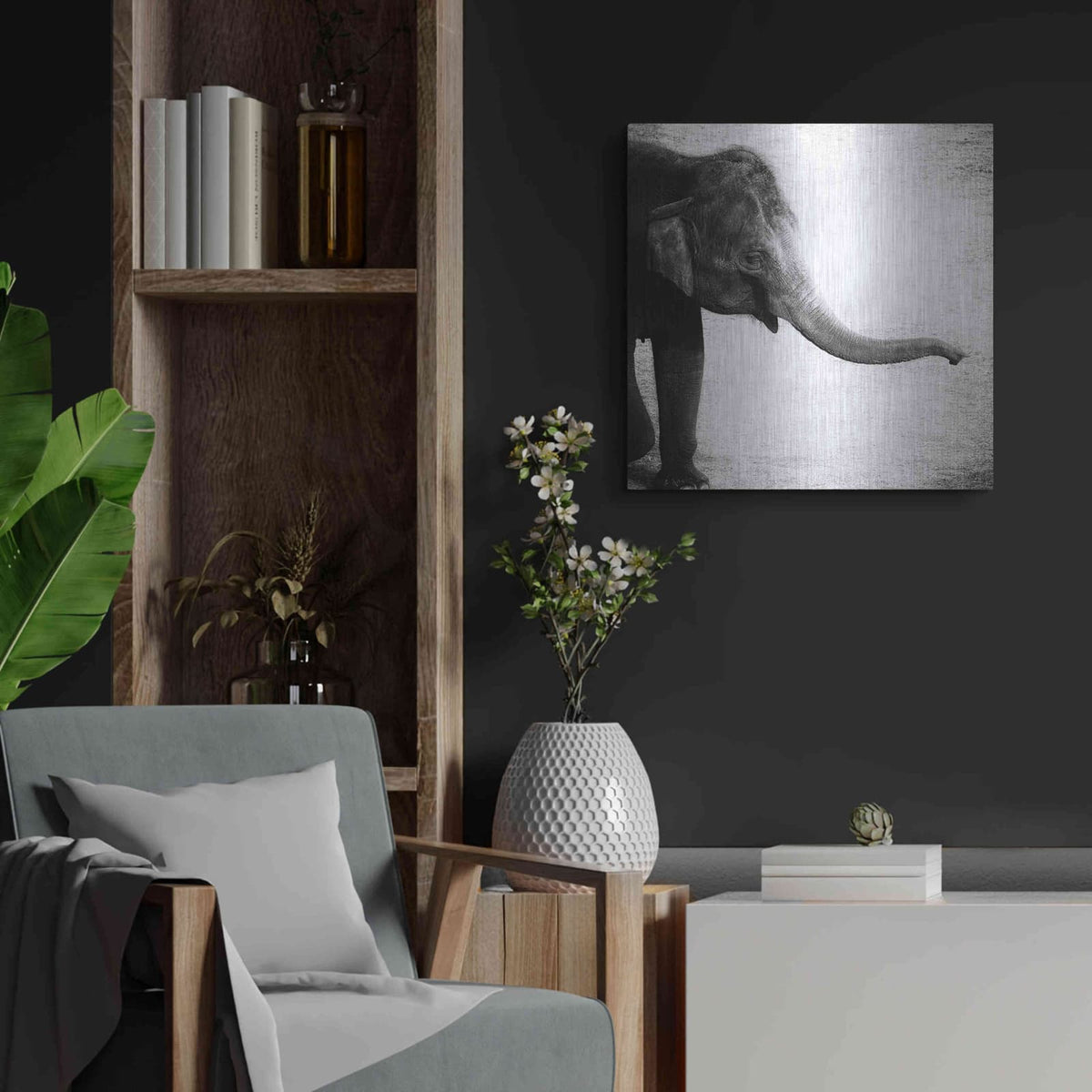 'Elephant II' by Debra Van Swearingen – Metal Wall Art, 24x24 room view