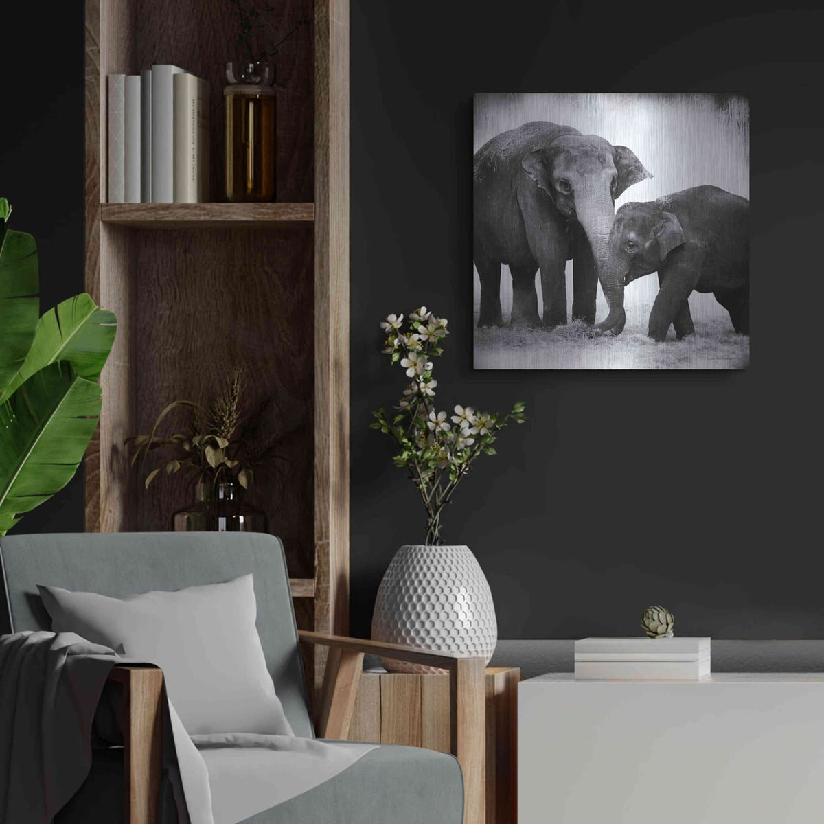 'Elephant III' by Debra Van Swearingen – Metal Wall Art, 24x24 room view