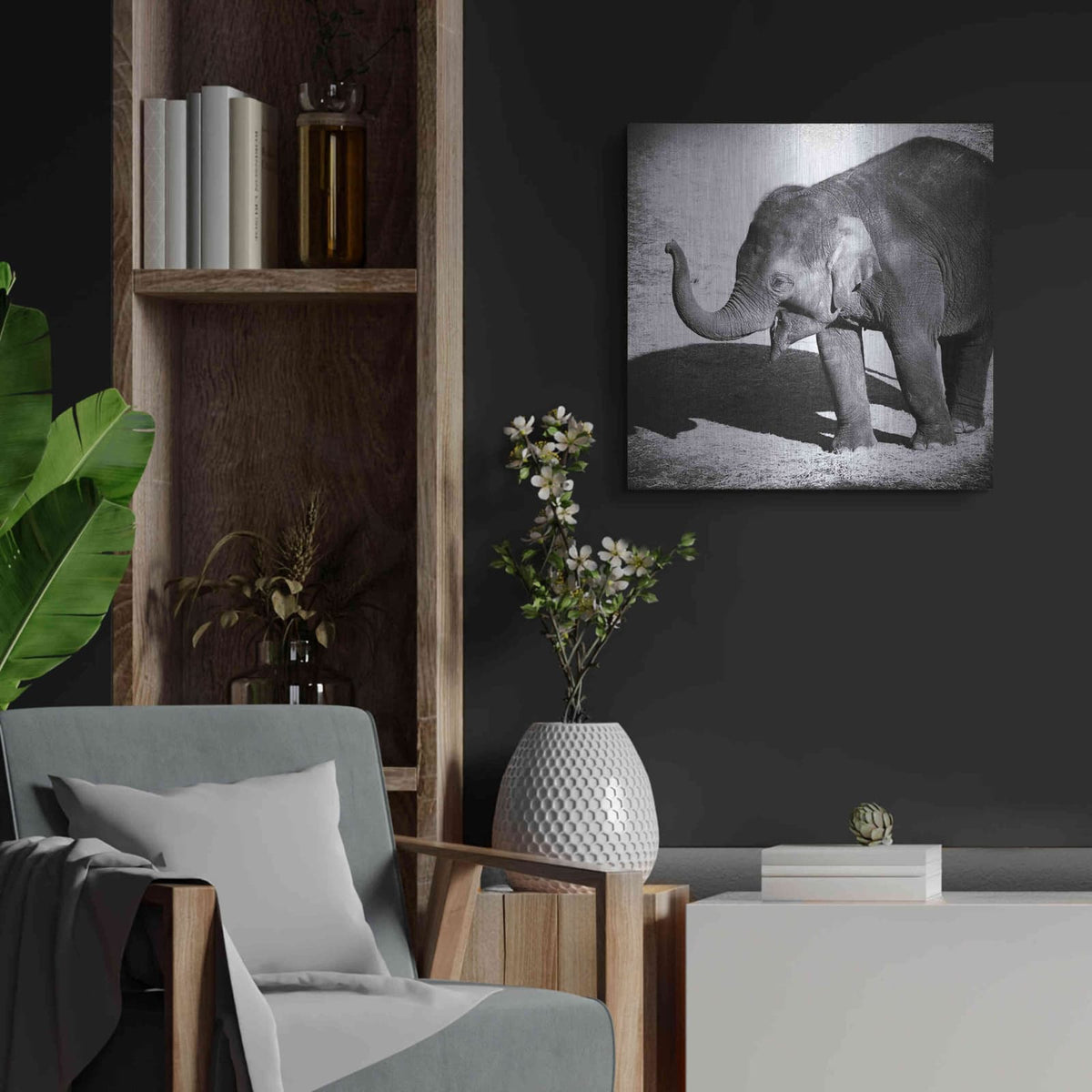 'Elephant IV' by Debra Van Swearingen – Metal Wall Art, 24x24 room view