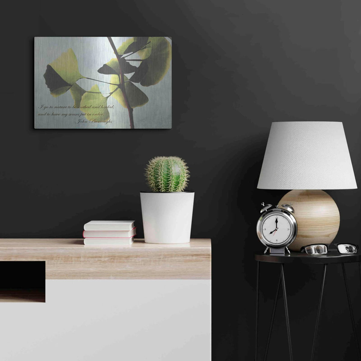 'Delicate Ginkgo' by Debra Van Swearingen – Metal Wall Art, 24x16 room view