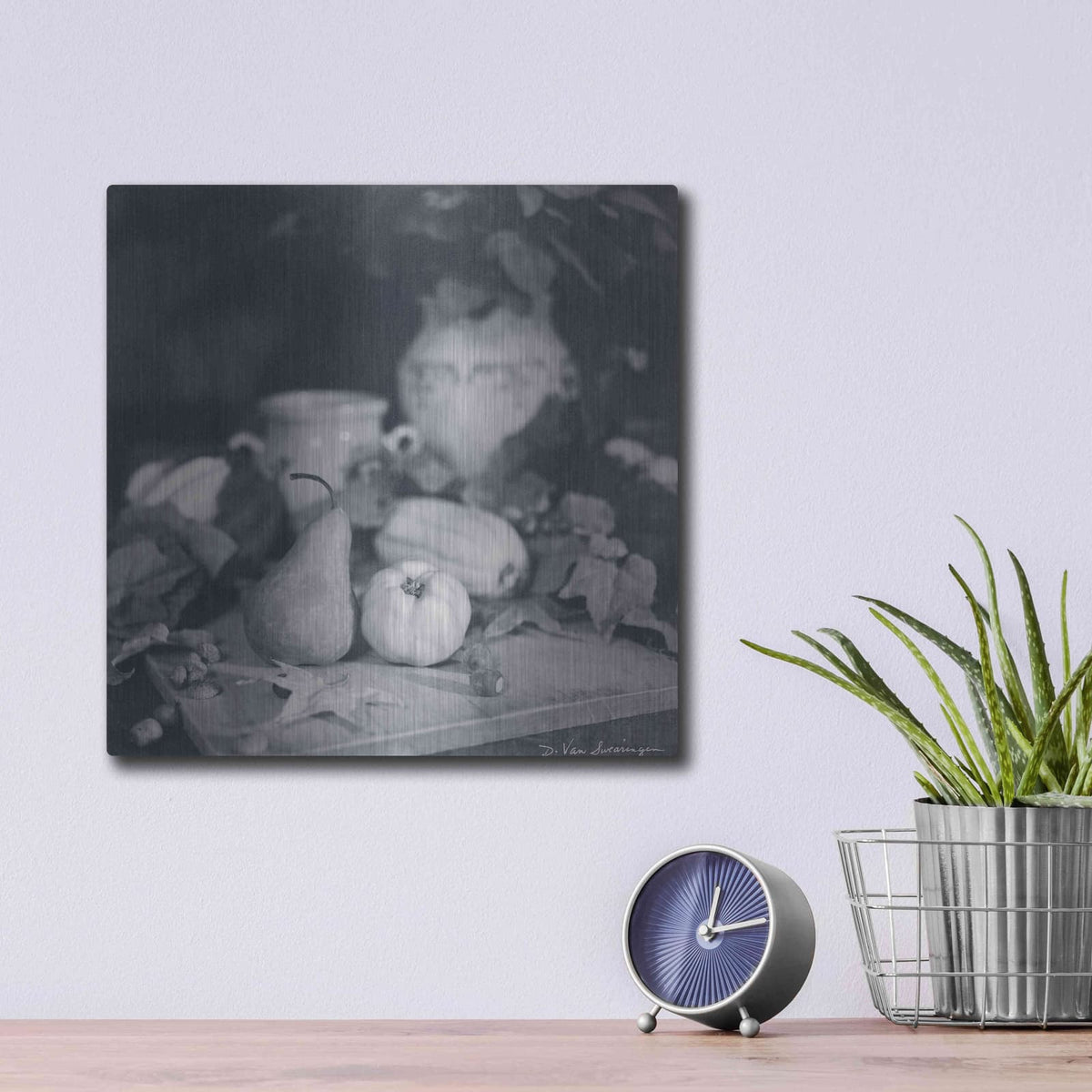 'Quince Pear' by Debra Van Swearingen – Metal Wall Art, 12x12 room view