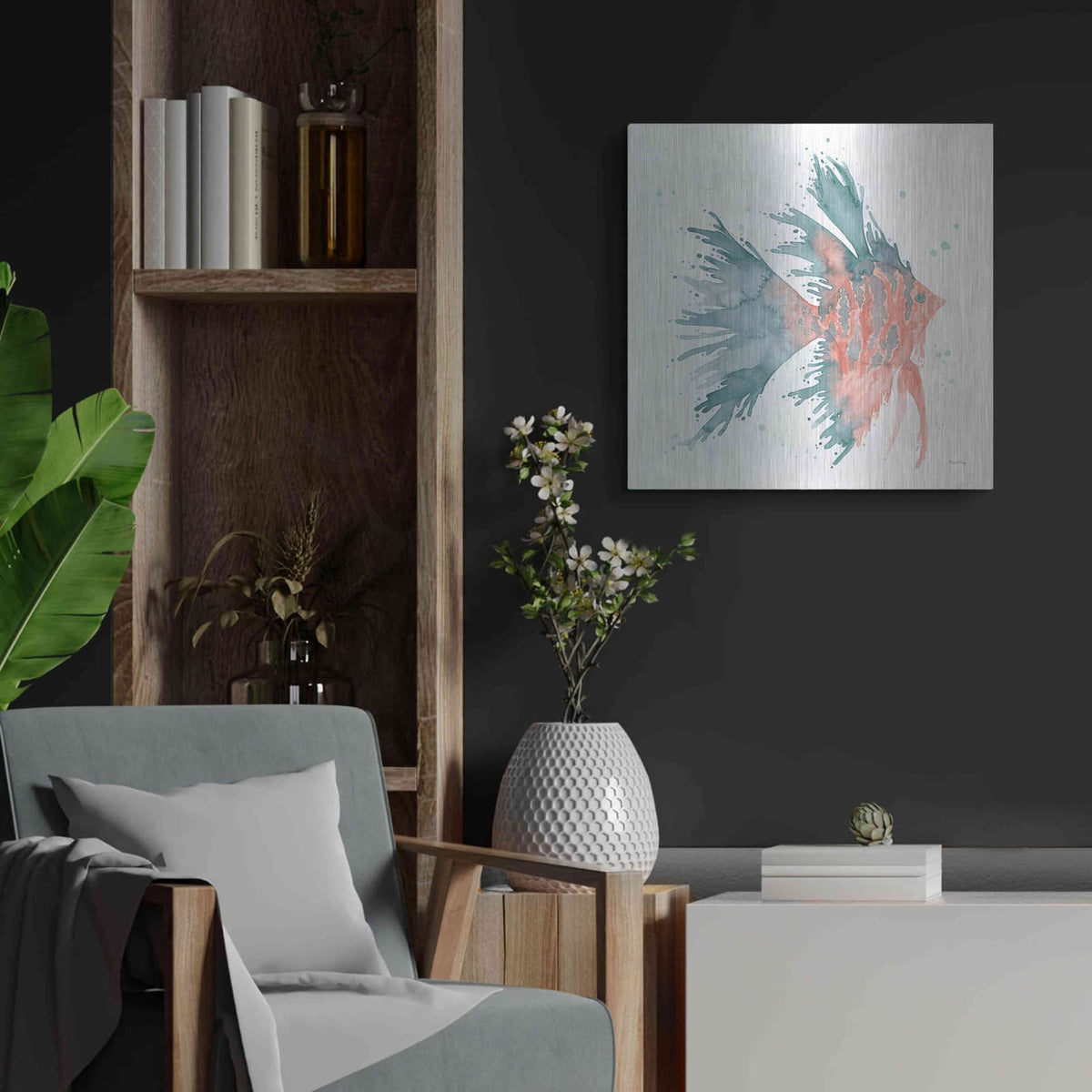 'Splash V' by Elyse DeNeige – Metal Wall Art, 24x24 room view