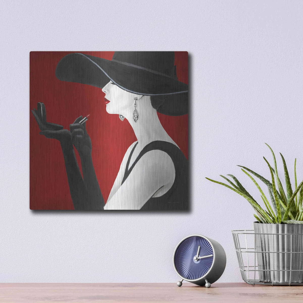 'Haute Chapeau Rouge II' by Marco Fabiano – Metal Wall Art, 12x12 room view