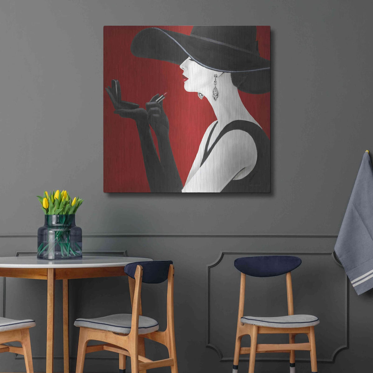 'Haute Chapeau Rouge II' by Marco Fabiano – Metal Wall Art, 36x36 room view