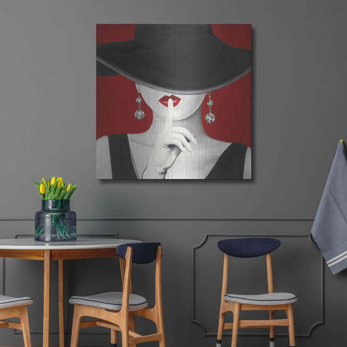 'Haute Chapeau Rouge I' by Marco Fabiano – Metal Wall Art, 36x36 room view