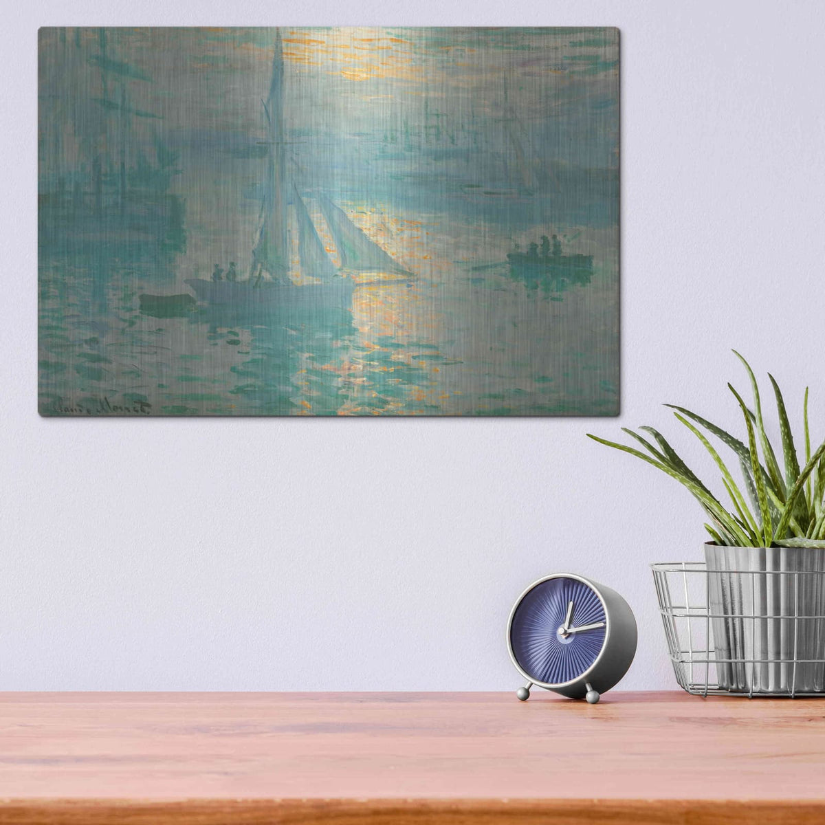 'Sunrise' by Claude Monet – Metal Wall Art, 16x12 room view