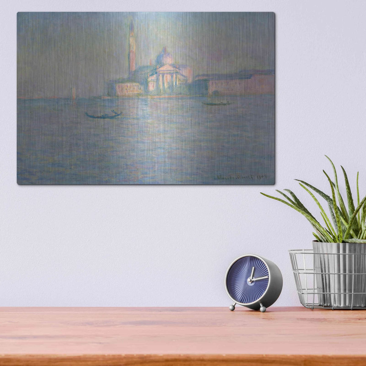 'The Church of San Giorgio Maggiore, Venice' by Claude Monet – Metal Wall Art, 16x12 room view