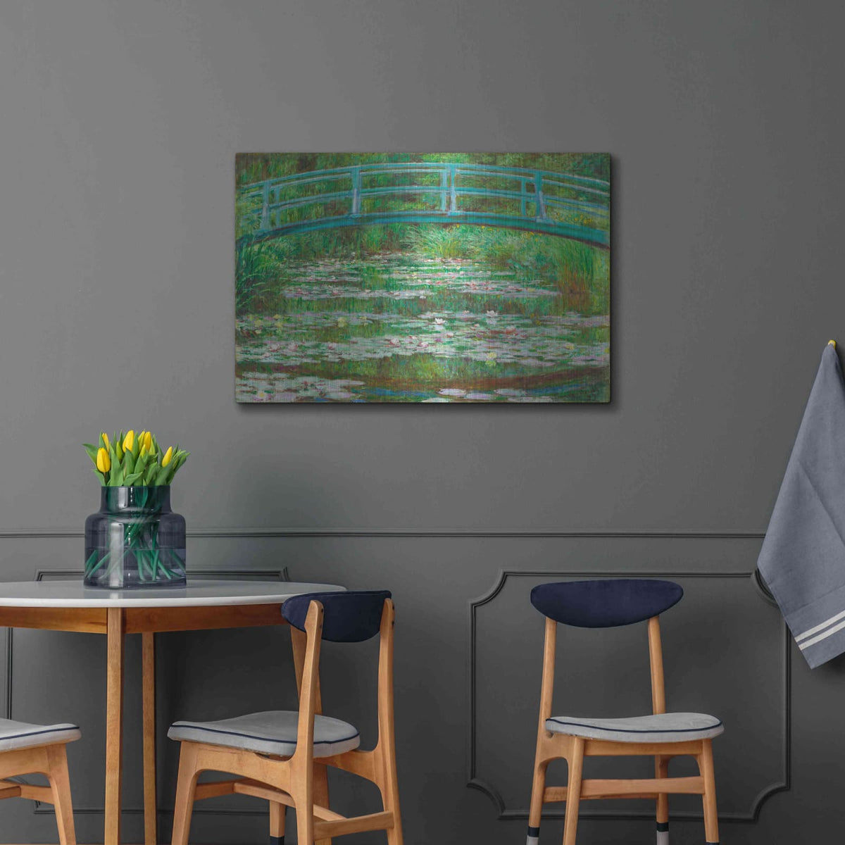 'The Japanese Footbridge' by Claude Monet – Metal Wall Art, 36x24 room view