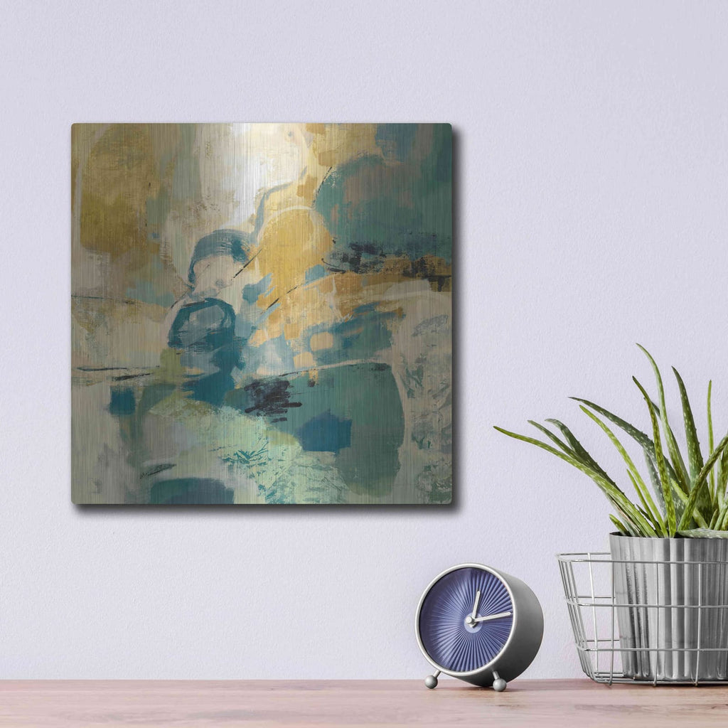 'Mid Mod Mood Blue' by Silvia Vassileva – Metal Wall Art, 12x12 room view