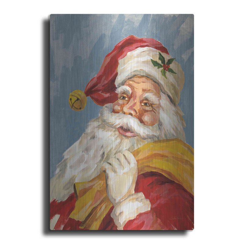 'Santa on Blue' by Silvia Vassileva – Metal Wall Art