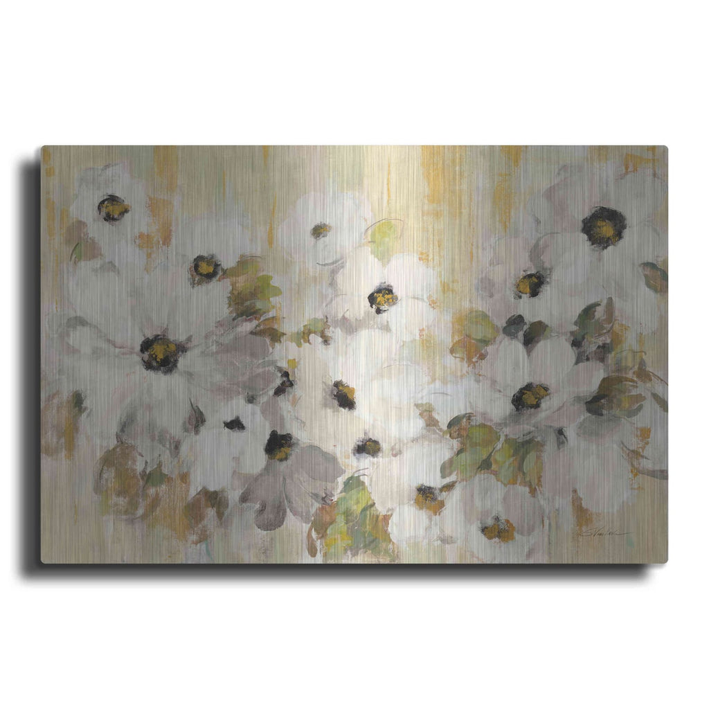 'White and Green Bloom' by Silvia Vassileva – Metal Wall Art