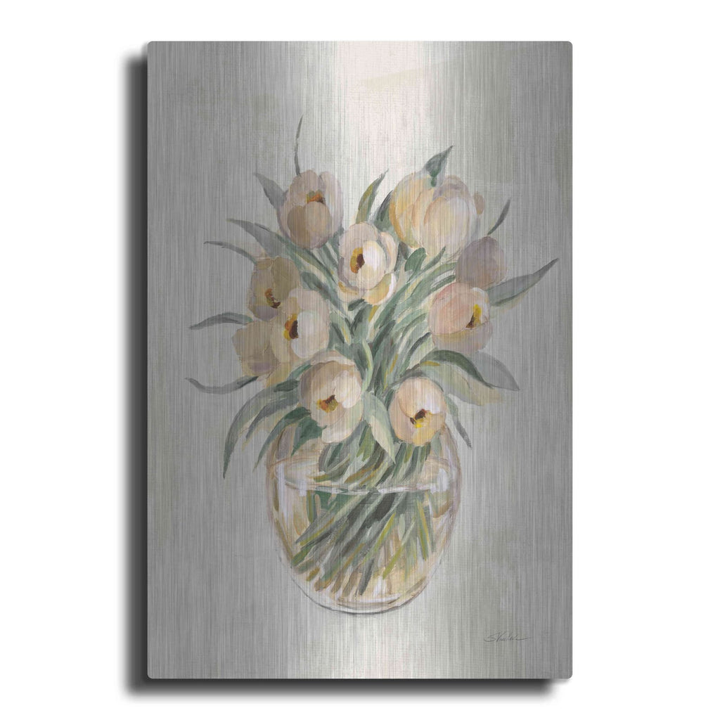 'Blush Floral Bouquet White' by Silvia Vassileva – Metal Wall Art